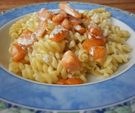 Espirales de pasta con salmon