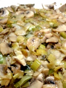 puerros con champiñones