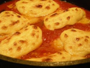 Bacalao a la muselina con pimientos