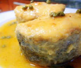 Ventresca de merluza en salsa de puerros
