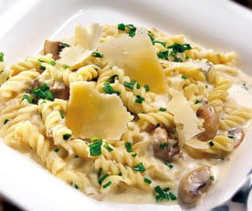 Pasta de queso fresco y champiñones