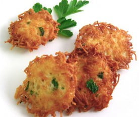 Tortitas de fideos y cangrejo
