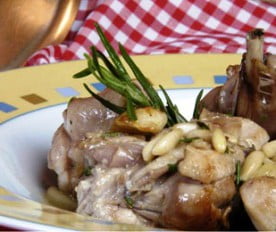 Receta e conejo con piñones