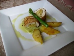 Escalopes de pollo con manzanas