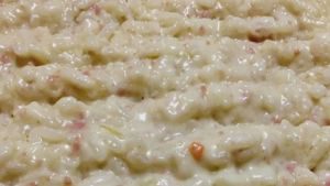 Risotto con crema y jamón