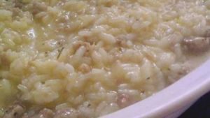 Risotto con chorizo y crema